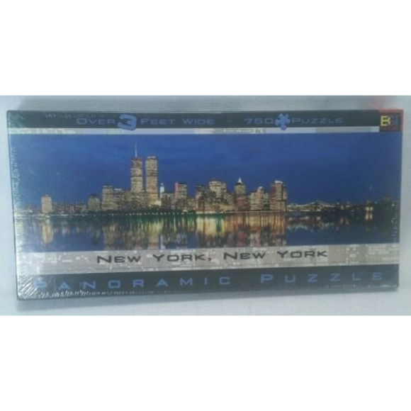 Games | New York City Skyline W Twin Towers 75 Piece Panoramic Puzzle ...